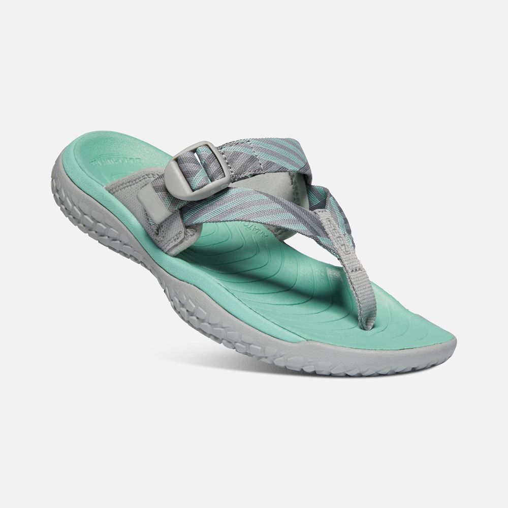 Keen Sandaal Dames Grijs/Groen - Solr Toe Post Sandal - 84261-NIPQ